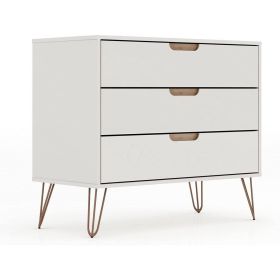 Modern Bedroom Scandinavian Style 3-Drawer Dresser in Off-White Natural Finish