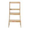 VEVOR Toddler Step Stool, Natural Pine Wood Kids Kitchen Stool Helper with Safety Rail