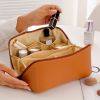 Cosmetic Bag Makeup Vanity Case with Large Capacity, Waterproof PU Material, Multiple Compartments with Zipper Closure
